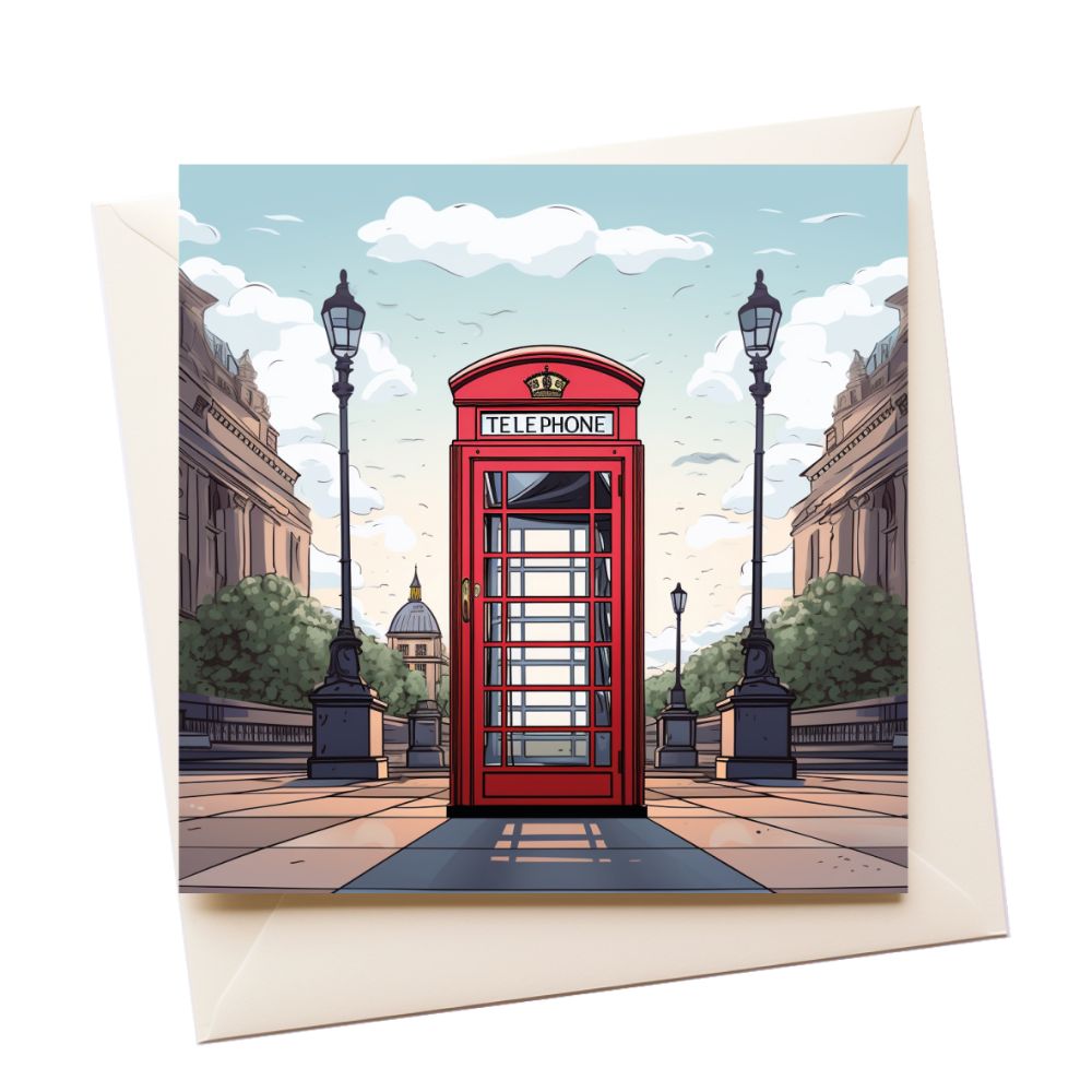 London Phone Box Comic Greeting Card