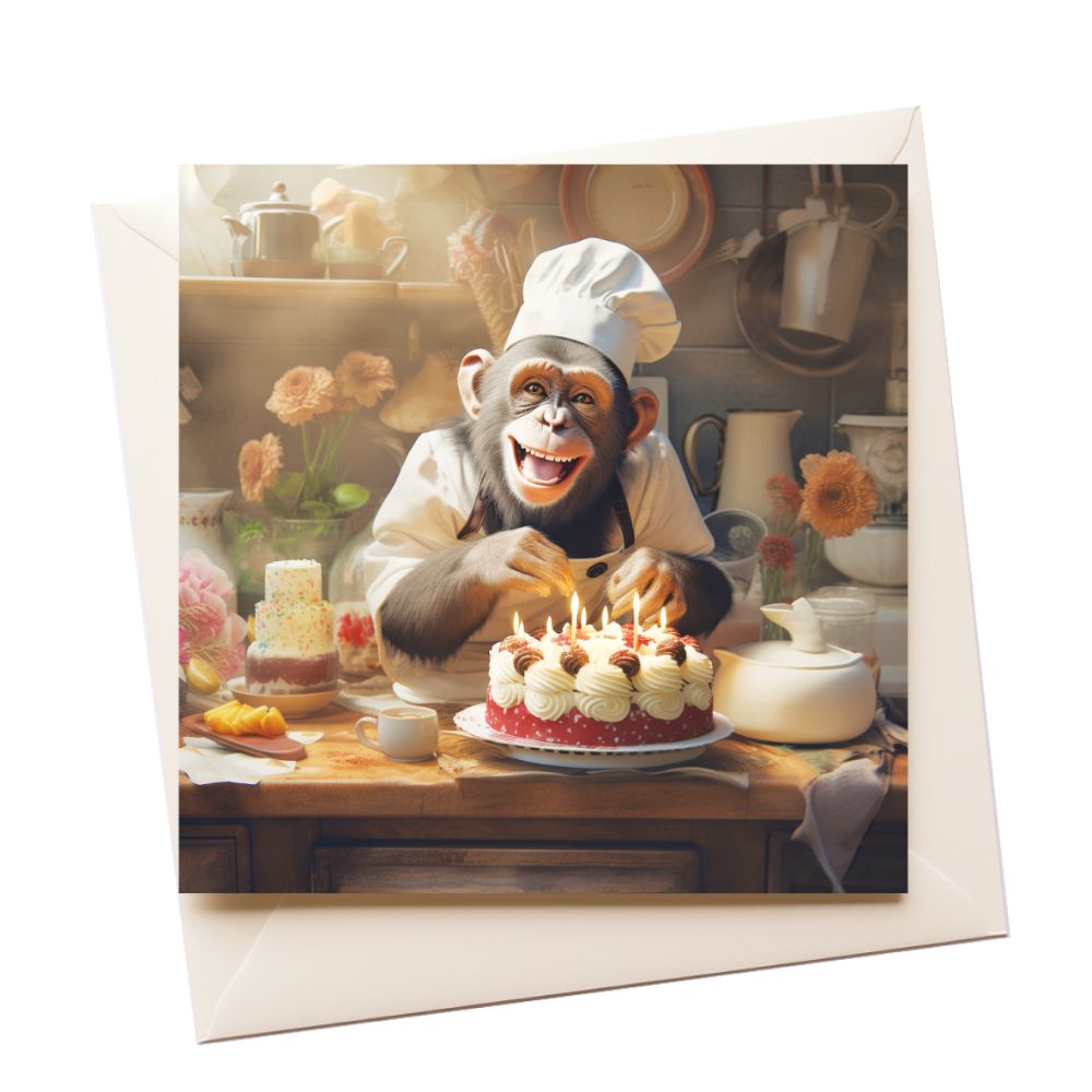 Chimp Baker Birthday Greeting Card