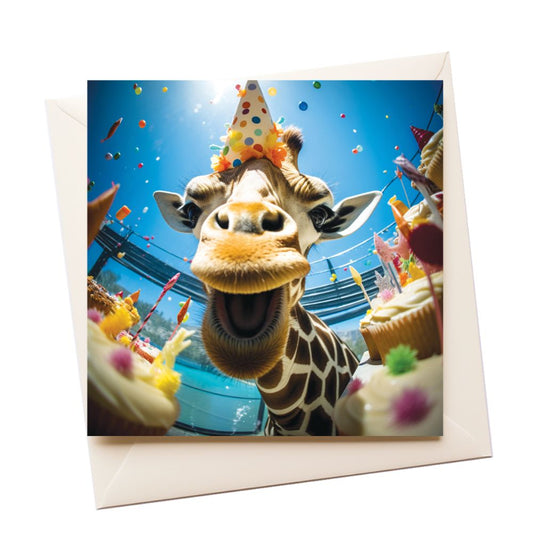 Giraffe Selfie Birthday Greeting Card