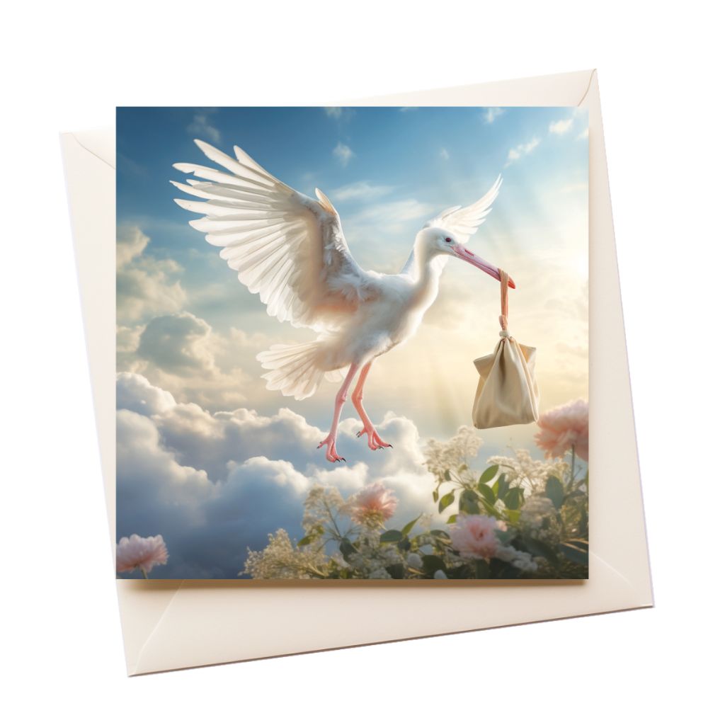 Baby Stork New Baby Greeting Card