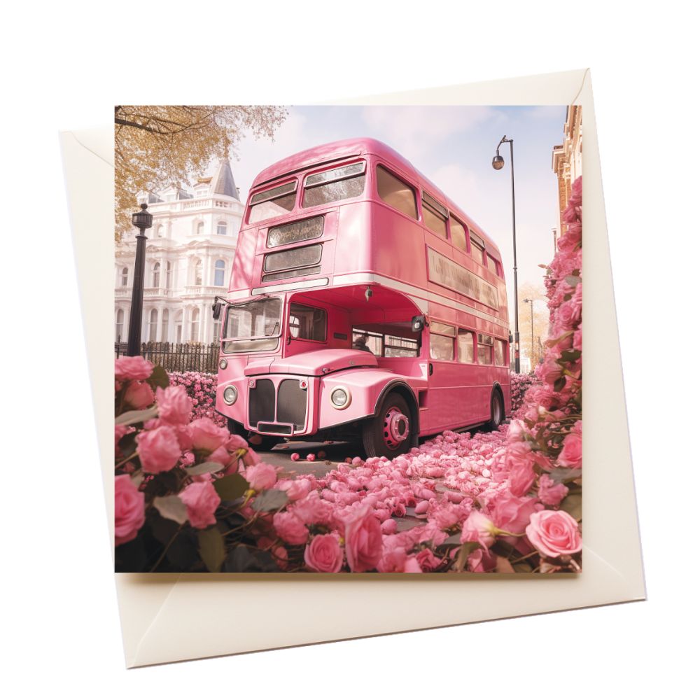 Pink Bus Tourist Greeting Card