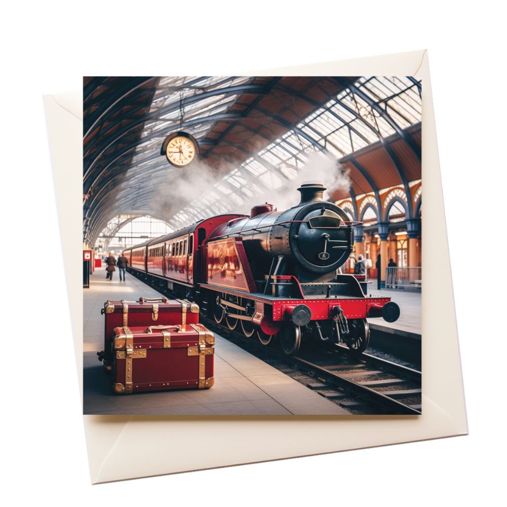 Red Train Kingscross Tourist Greeting Card