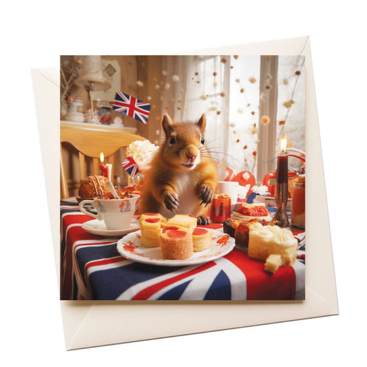 Squirrel Jubilee Party Tourist Greeting Card