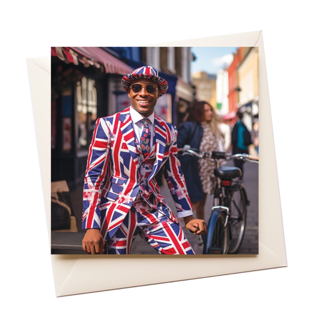 Union Jack Suit Tourist Greeting Card