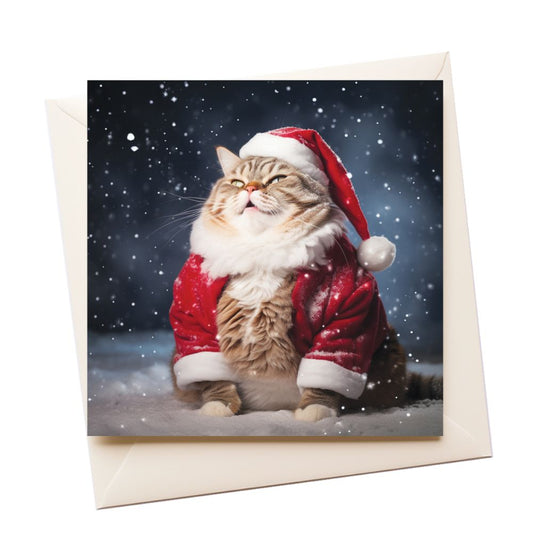 Cats at Santa Christmas Greeting Card