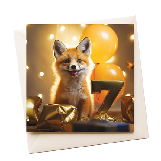 7 Fox Age Birthday Greeting Card