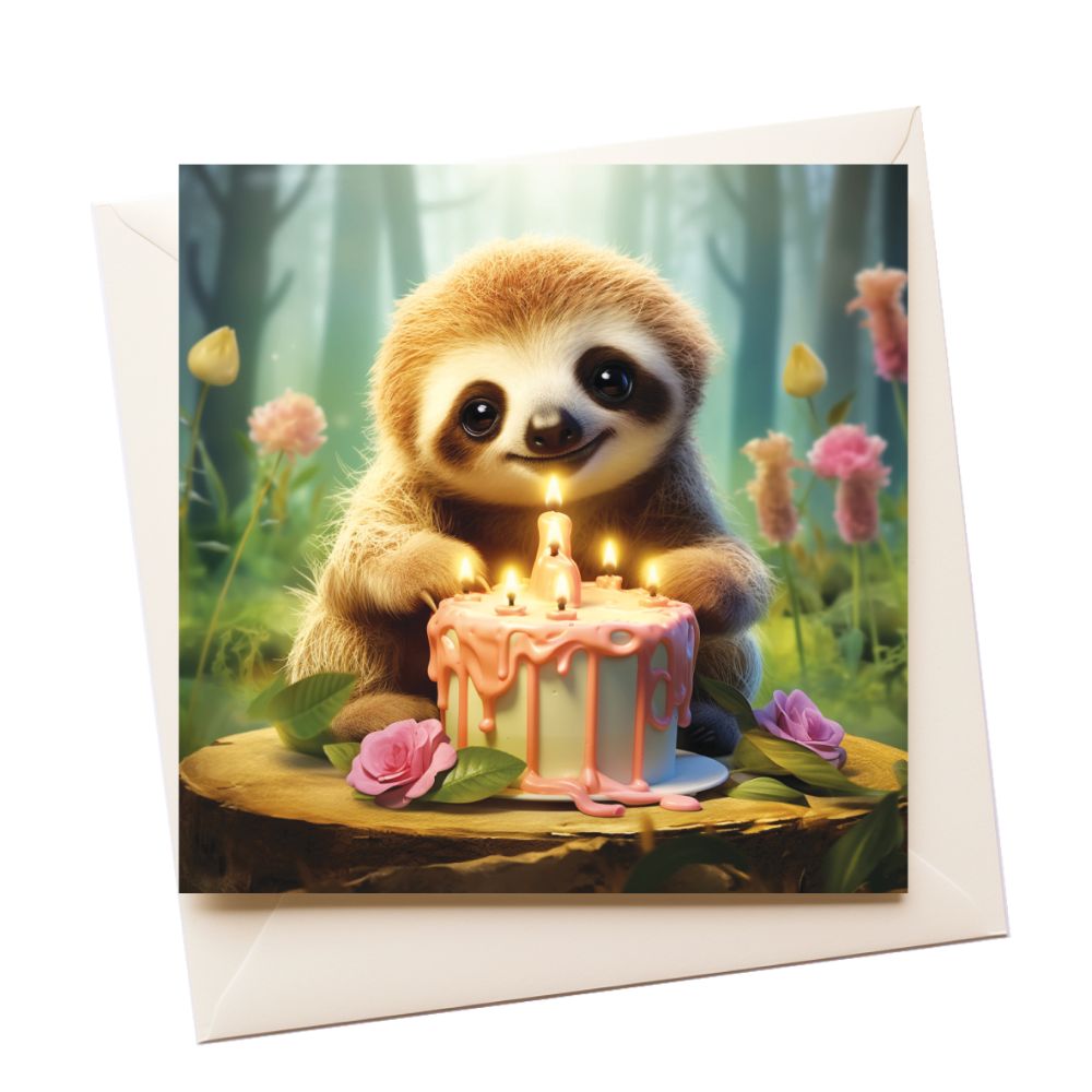 Cute Sloth Birthday Greeting Card