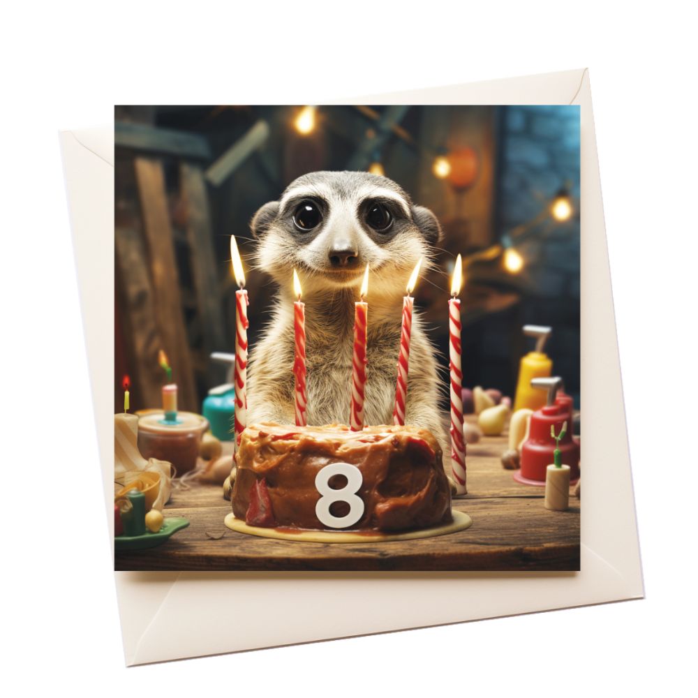 8 Meerkat Age Birthday Greeting Card
