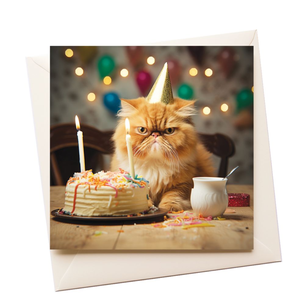 Cat Grumpy Birthday Greeting Card
