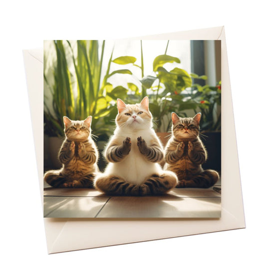 Cat Yoga Birthday Greeting Card