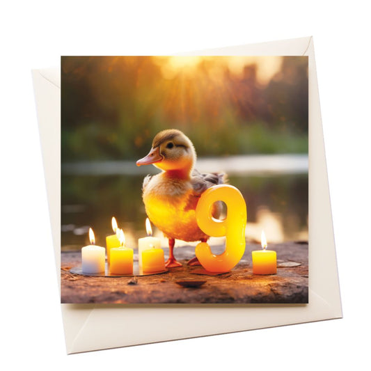 9 Duckling Age Birthday Greeting Card