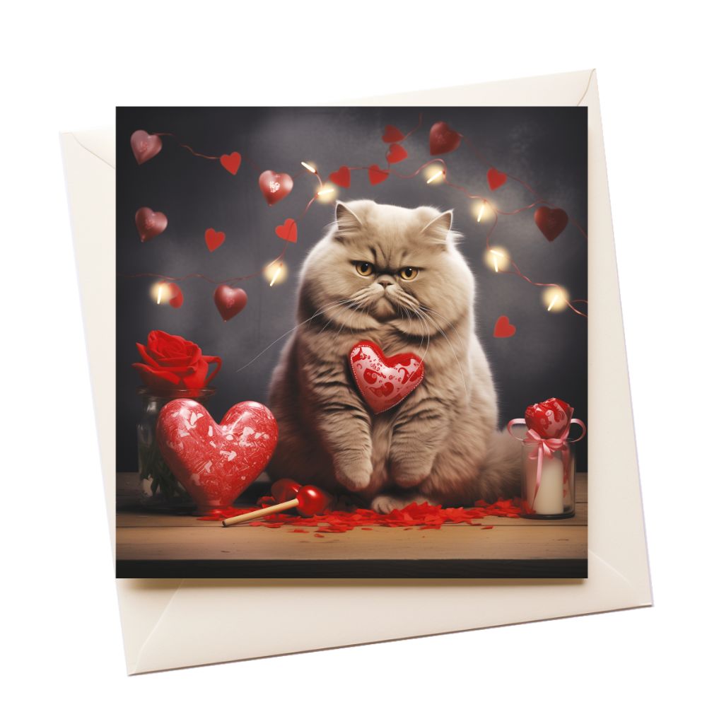 Grey Grumpy Cat Love Greeting Card