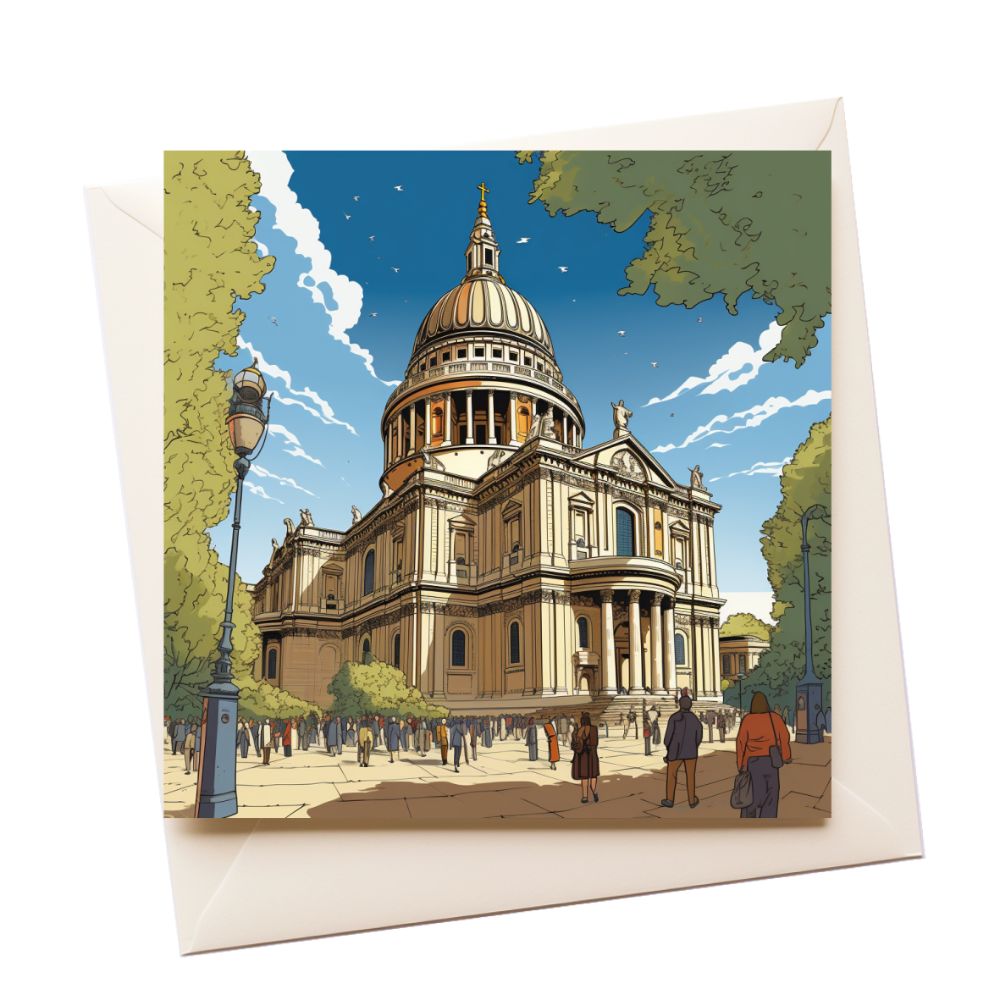 London St Pauls Comic Greeting Card