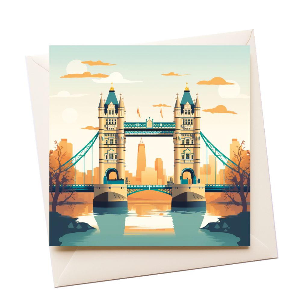 London Bridge Graphic Art Greeting Card