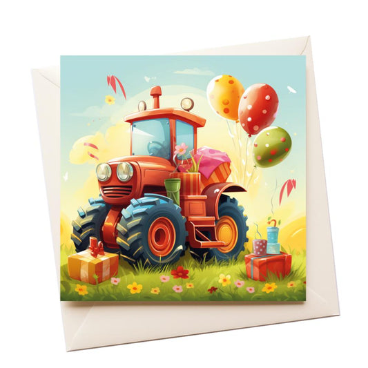 Graphic Art Tractor Birthday Greeting Card