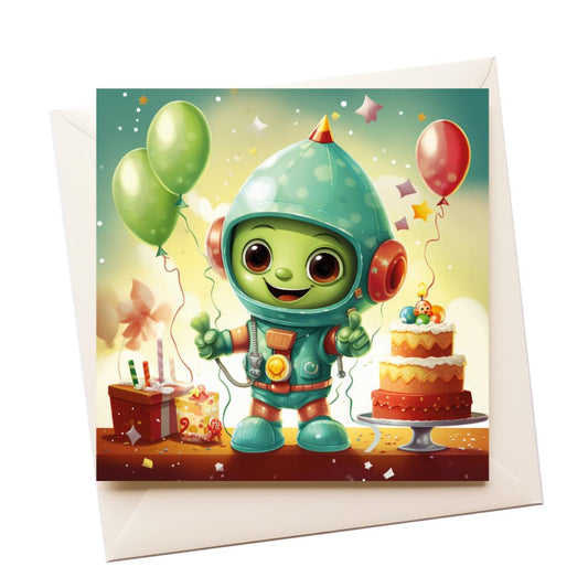 Graphic Art Alien Astronaut Greeting Card