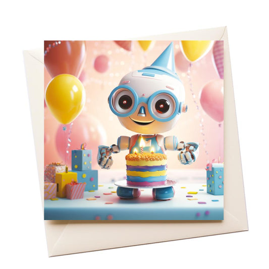 3D Robot Birthday Greeting Card
