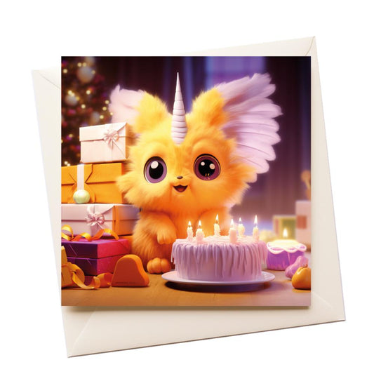 3D Yellow Monster Birthday Greeting Card