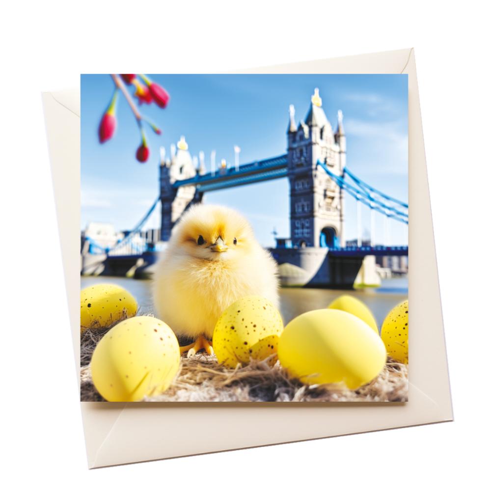 Easter Chick London Greeting Card