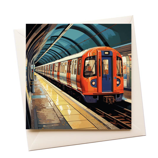 Watercolour London Tube Underground Greeting Card