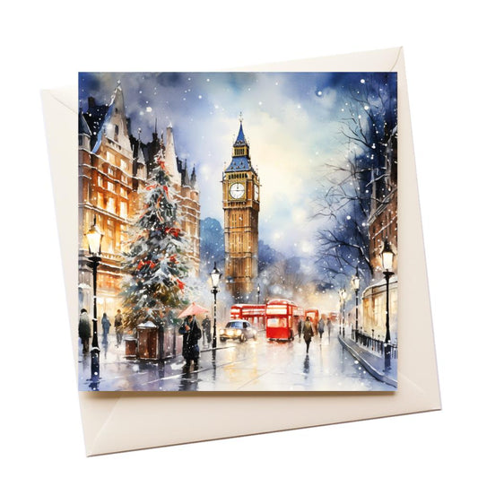 Watercolour London Christmas Greeting Card
