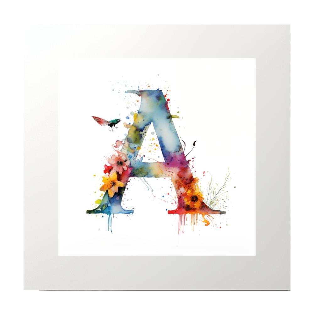 Alphabet Watercolour A Art Print