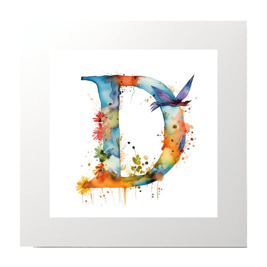Alphabet Watercolour D Art Print