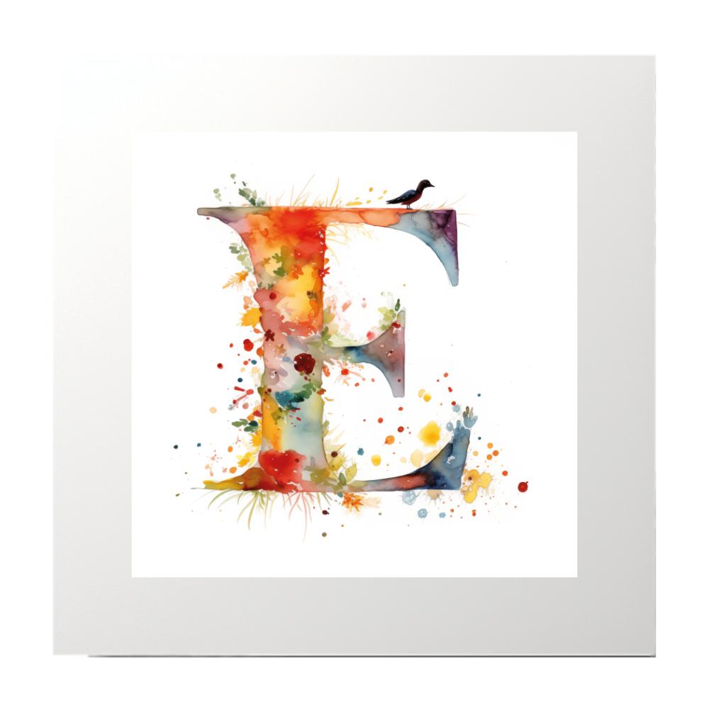 Alphabet Watercolour E Art Print