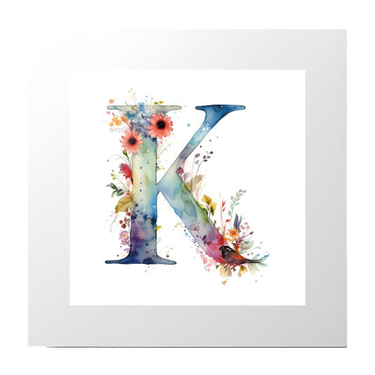 Alphabet Watercolour K Art Print