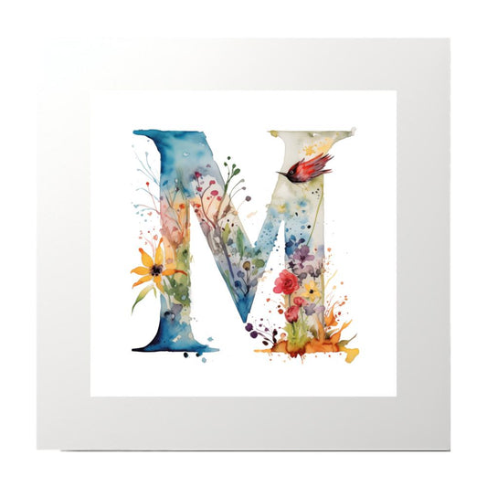 Alphabet Watercolour M Art Print