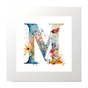 Alphabet Watercolour M Art Print