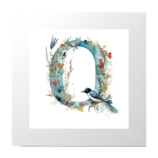 Alphabet Watercolour Q Art Print
