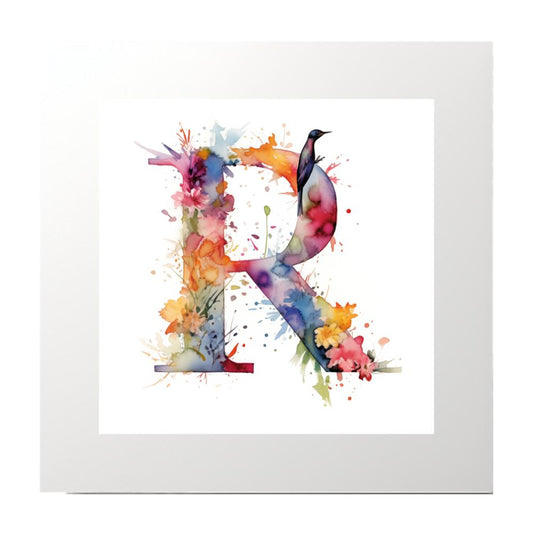 Alphabet Watercolour R Art Print