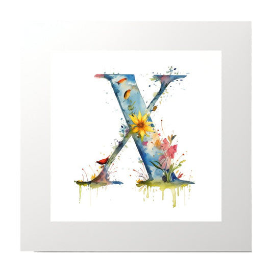 Alphabet Watercolour X Art Print