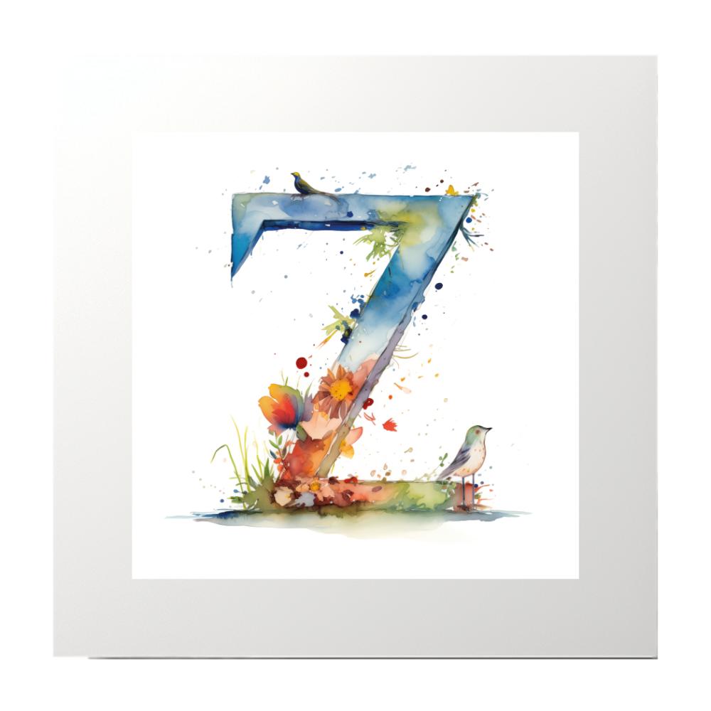 Alphabet Watercolour Z Art Print