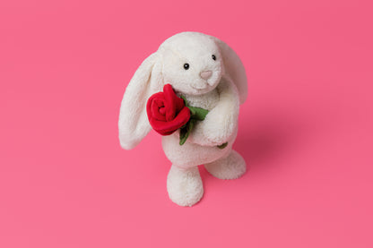 Jellycat Cream Bunny with Red Rose