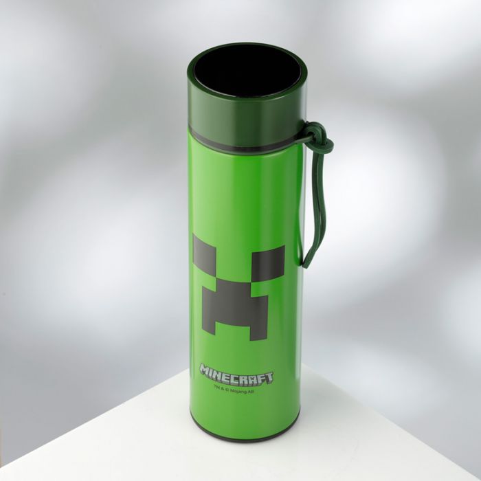 Puckator - Travel Bottle  | Minecraft | Creeper Hot & Cold Digital Thermometer Bottle | 450 ml