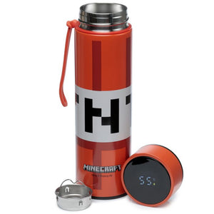 Puckator - Travel Bottle | Minecraft | TNT Hot & Cold Digital Thermometer Bottle