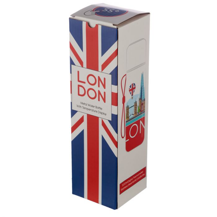 Puckator - Travel Bottle  | London Icons | Hot & Cold Digital Thermometer Bottle | 450ml