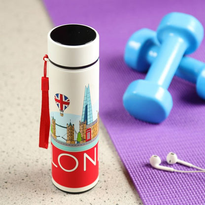 Puckator - Travel Bottle  | London Icons | Hot & Cold Digital Thermometer Bottle | 450ml