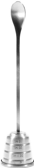 Kikkerland - Spoons | Silvertone Measure & Stir Bar Spoon | Drink Measure And Stirrer