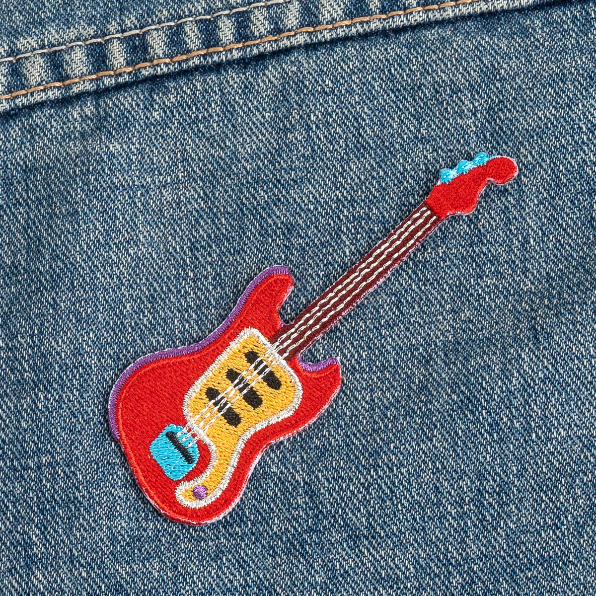 Collectable Cities Bowie Red Guitar Embroidered Iron-On Patch