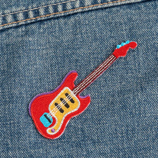 Collectable Cities Bowie Red Guitar Embroidered Iron-On Patch