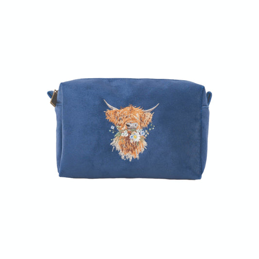 Wrendale Designs Embroidered Make Up Bag - Daisy Coo Highland Cow