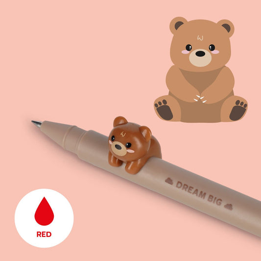 Gel Pen with "Dream Big" Teddy Bear Animal Decoration - Lovely Friends, Red - Image 2