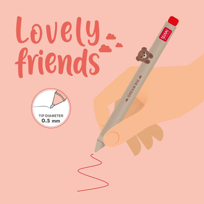 Gel Pen with "Dream Big" Teddy Bear Animal Decoration - Lovely Friends, Red - Image 3