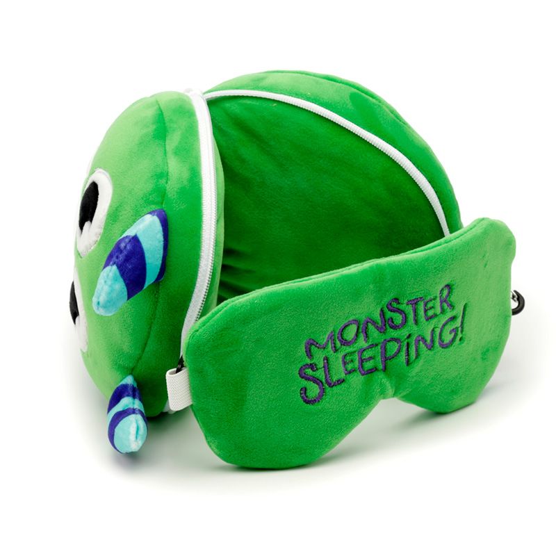 Puckator - Eye Mask |  Travel Pillow with Relaxeazzz Mask | Green Monster