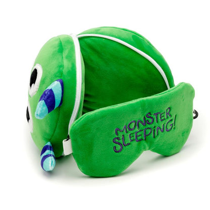 Puckator - Eye Mask |  Travel Pillow with Relaxeazzz Mask | Green Monster