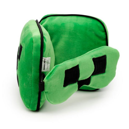 Puckator - Eye Mask | Relaxeazzz Minecraft Creeper Shaped Plush Travel Pillow & Eye Mask