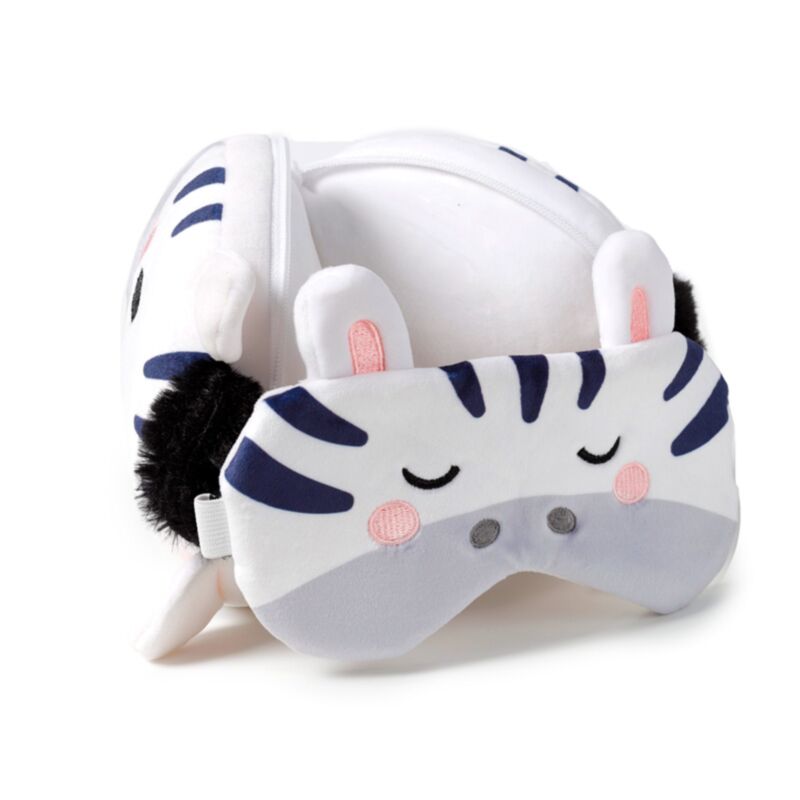 Relaxeazzz Adoramals Bali the Zebra Plush Travel Pillow & Eye Mask - image 3